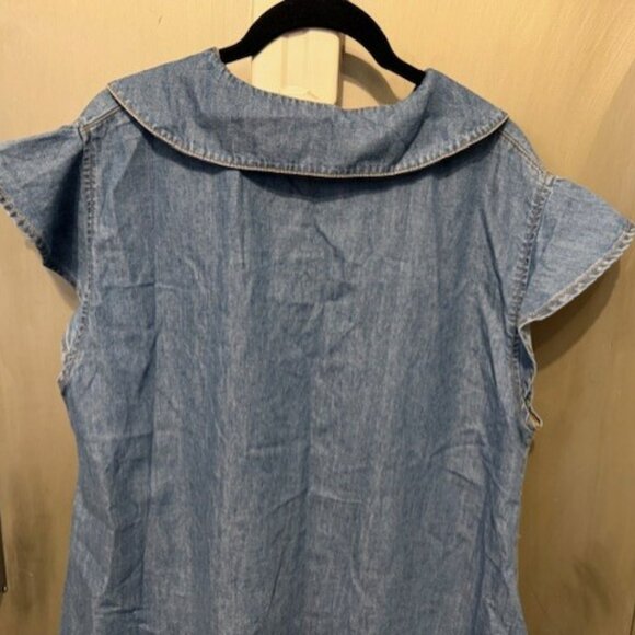Miss Selfridge denim babydoll shirt mini dress in blue chambray - Picture 13 of 16